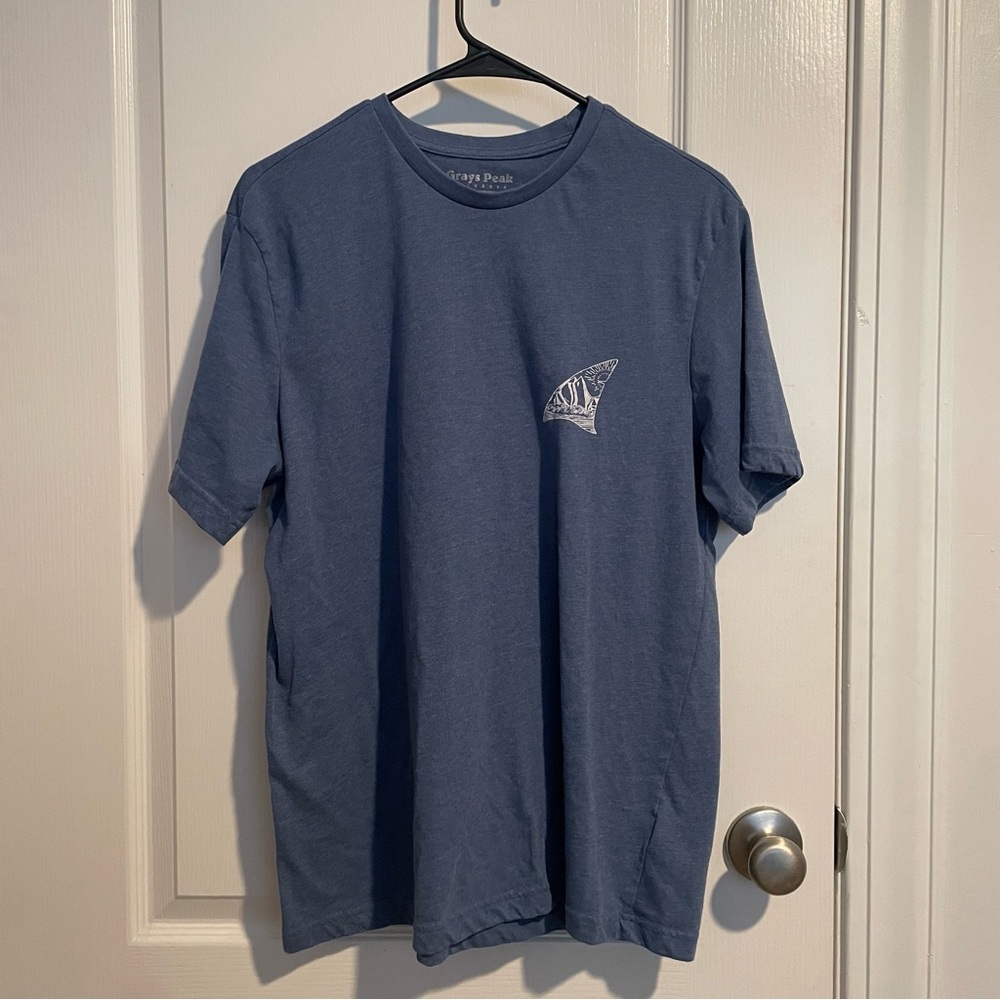 Men's Classic Blue Tee with Shark Fin Design